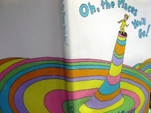 "Oh the places youll go" page from dr seuss book